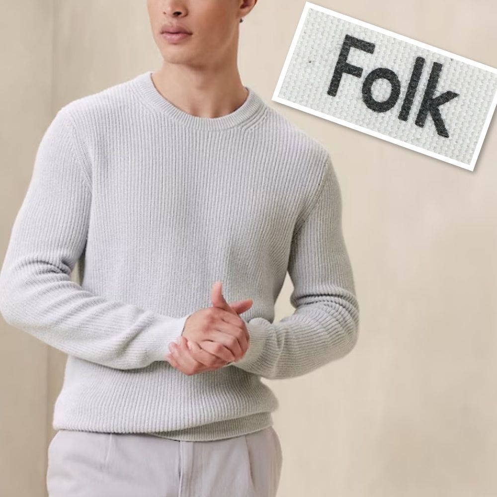 FOlK Ribbed Chunky 100% Cotton  Crewneck Sweater Pullover In Wheat Size 3(US M)